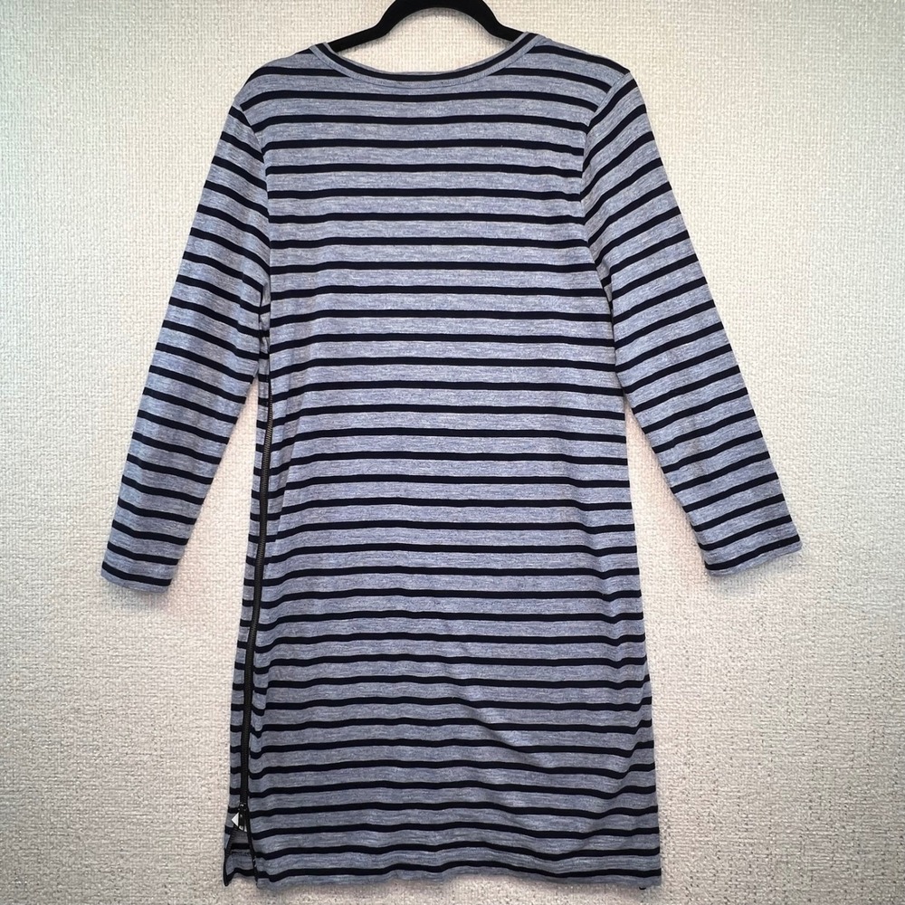 J. Crew Striped T‎ Shirt Dress Womens Medium Blue Gray Casual Knee Length - Picture 9 of 12